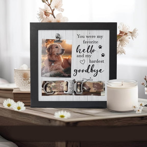 Pet Memorial Frame with Collar Holder Remembrance Gift Sympathy Keepsake Frame for Pet Lovers