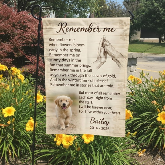 Pet Memorial Garden Flag Personalized Dog Loss Gift Rainbow Bridge Keepsake Custom Photo D