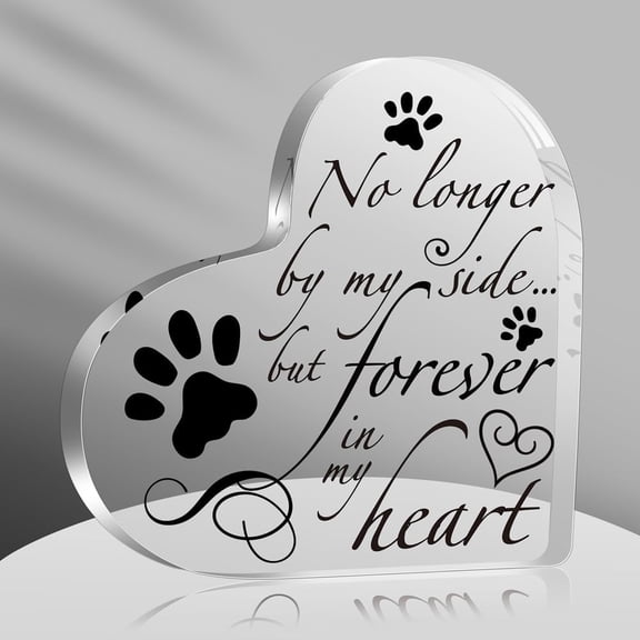 Pet Memorial Gift, Pet Keepsake Gift, Bereavement Remembrance Gifts for Loss of Cat Dog, Sympathy Condolence Gifts, Crystal Acrylic Heart Condolence Gifts for Loss of Loved One (Black)