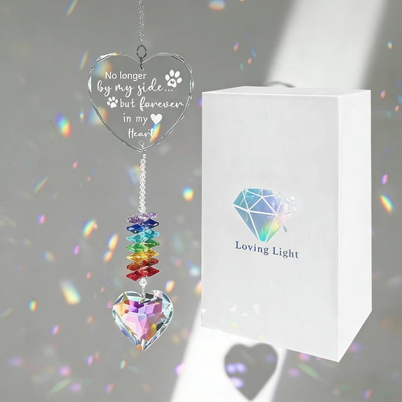 Pet Memorial Gifts for Dogs Cats - No Longer By My Side Crystal Suncatcher, Pet Loss, Pet Sympathy, Sympathy Gifts for Loss of Pet, Thoughtful Dogs and Cats Remembrance, Bereavemen