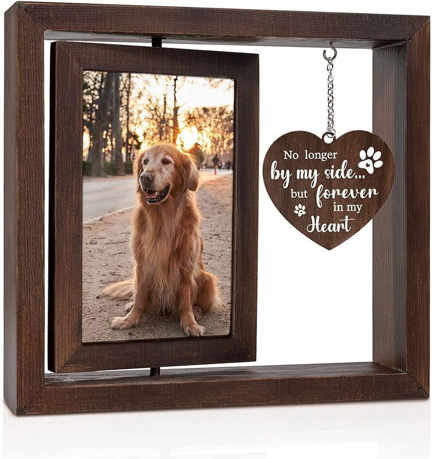 Pet Memorial Gifts for Dogs Cats - Rotating Wooden Picture Frame for ...