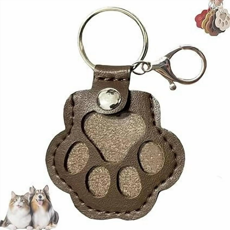Pet Memorial Gifts for Cat Dog Cute Leather Paw Keychain Pet Hair - Main Image