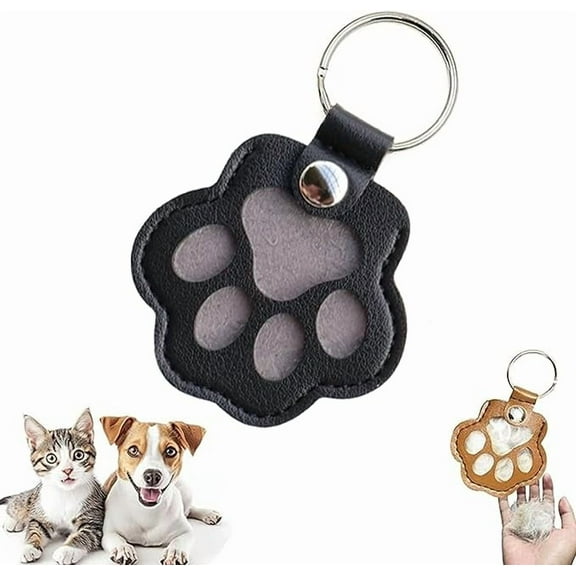 Pet Memorial Gifts for Cat Dog Cute Leather Paw Keychain Pet Hair Keepsake Keyring for Bag Purse Paw Charm Key Holder