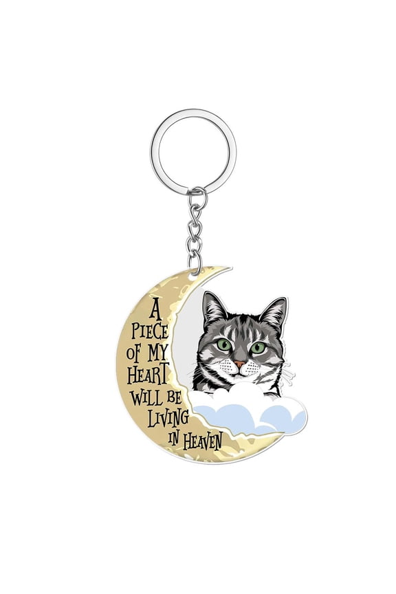 Pet Memorial Keychain Acrylic Cats Loss Gifts Flat 2D Print Double Sided HD Key Design Pet Moon Printed For Cat Parents