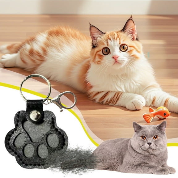 Pet Memorial Keychain - Leather Paw Keepsake Pendant Pet Hair Storage Holder Pet Loss Gift Remembrance Token Pet Lover Sympathy Gift(Black)