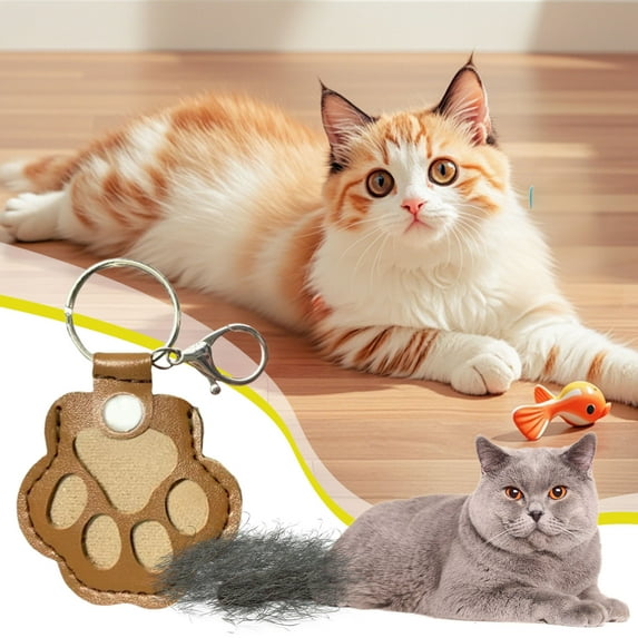 Pet Memorial Keychain - Leather Paw Keepsake Pendant Pet Hair Storage Holder Pet Loss Gift Remembrance Token Pet Lover Sympathy Gift(light brown)