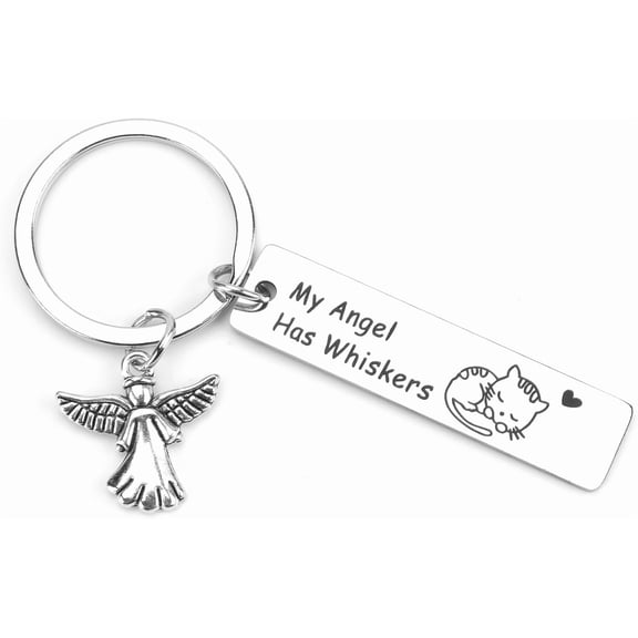 Pet Memorial Keychain,Pet Memorial Gift Keychain for Loss of Cat,Sympathy Keychain for Pet Owners,Cat Remembrance,Loss of Pet Keychain,Pet Condolences Gift for Loss Cat, Angel Keychain