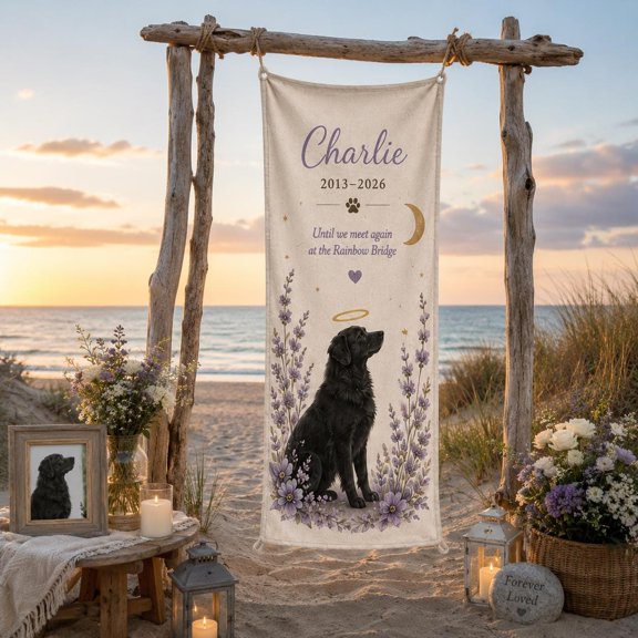 Pet Memorial Linen Tapestry, Personalized Memorial Garden Backdrop, Custom Remembrance Banner