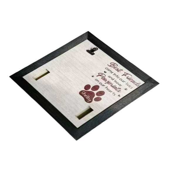 Pet Memorial Picture Frame 9x9Inch Wood Photo Frame for Loss of Dog Cats Sympathy Gift Dog Collar Souvenir Photo Sign