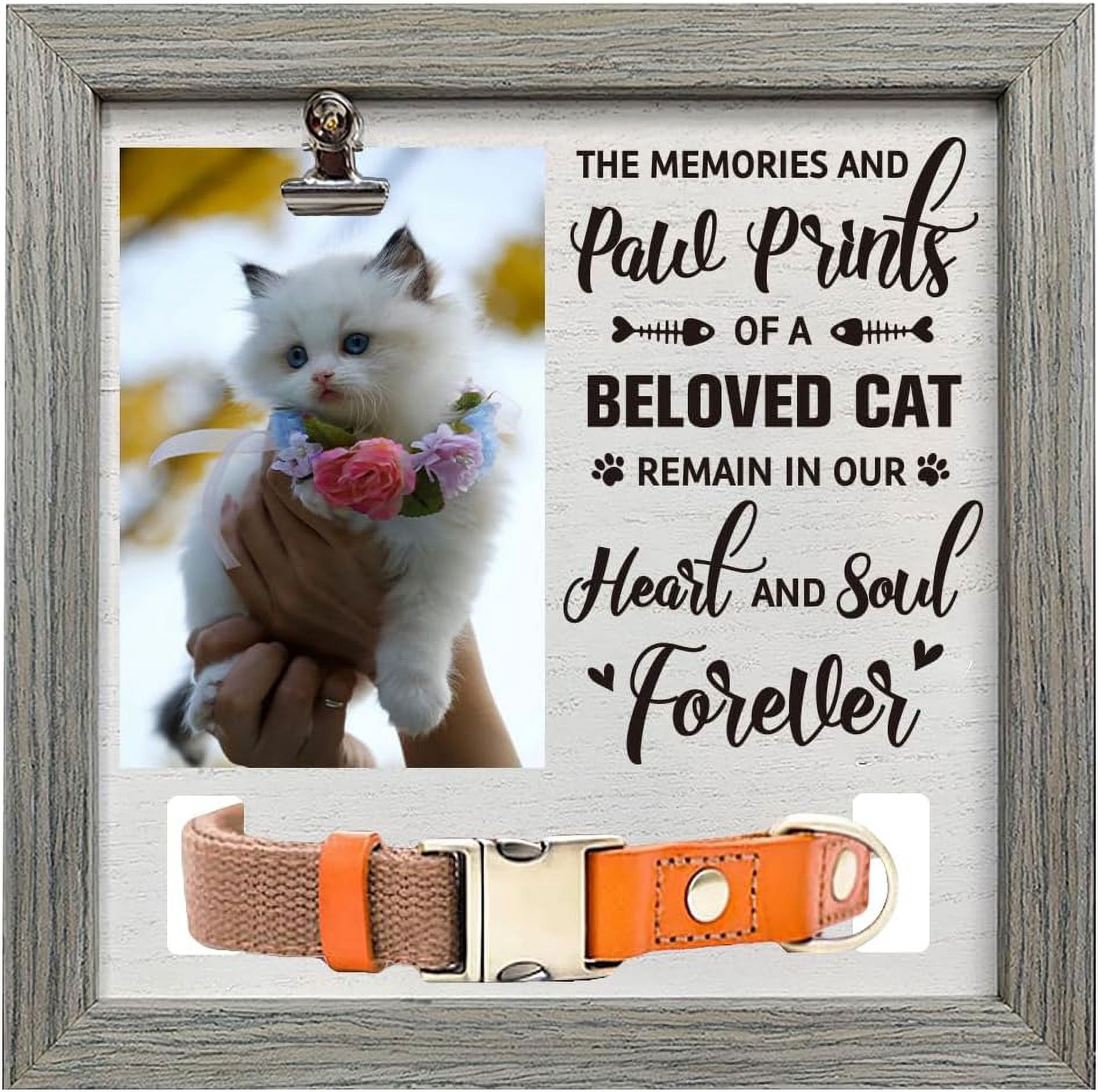 Cat Memory Photo Frame Pet Memorial Picture Frame 9x9inch The Memories And Paw Prints of a ...