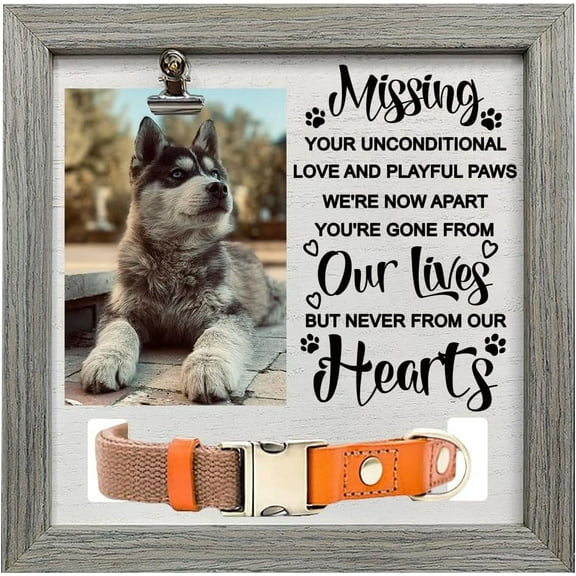 Pet Memorial Picture Frame 9x9inch Missing Your Unconditional Love And Playful Paws Pet Picture Frames with Photo for Dogs Cat Pets that Passed