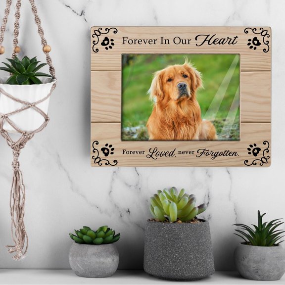Pet Memorial Picture Frame for Dogs, Brown Wooden Tabletop Frame with Handmade Design and High-definition Printing