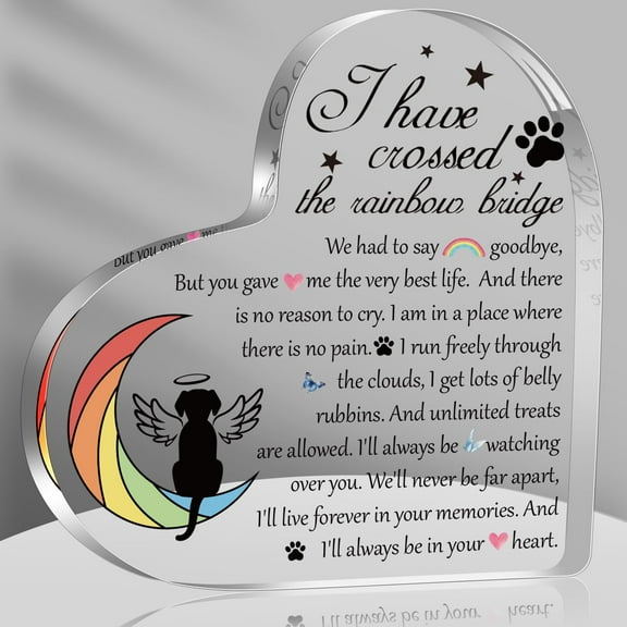 Pet Memorial Rainbow Bridge Acrylic Gifts for Women, Condolences Decor for Pet Loss Remembrance Keepsake, Sympathy Gifts for Loss of Dog Cat (I Have Crossed The Rainbow Bridge)