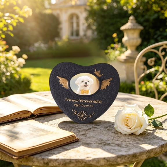 Pet Memorial Sign Cement Keepsake, Wenini Stone Pet Memorial Plaque for Dogs Cats with Heartfelt Message, Outdoor Garden Yard Decor for Pet Loss Remembrance with Multiple Color Choices, Black
