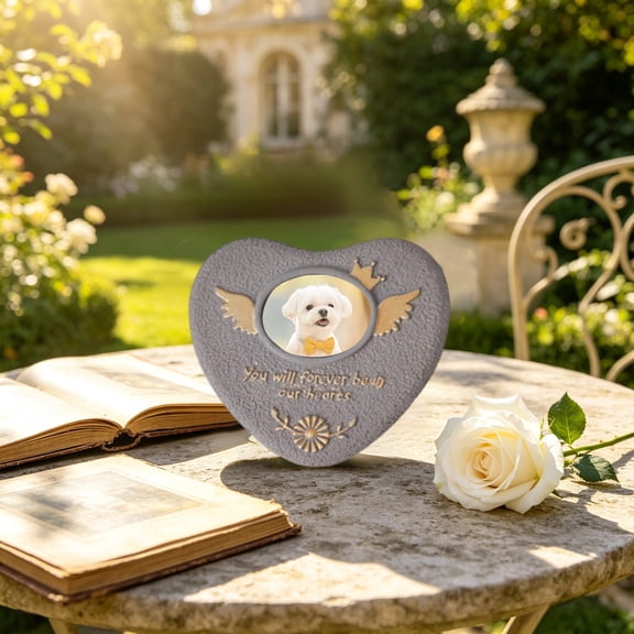 Pet Memorial Stone Sign, Dog Cat Loss Keepsake Garden Grave Marker With Heartfelt Message Cement Plaque Outdoor Indoor Remembrance Decoration Sympathy Gift For Pet Owners