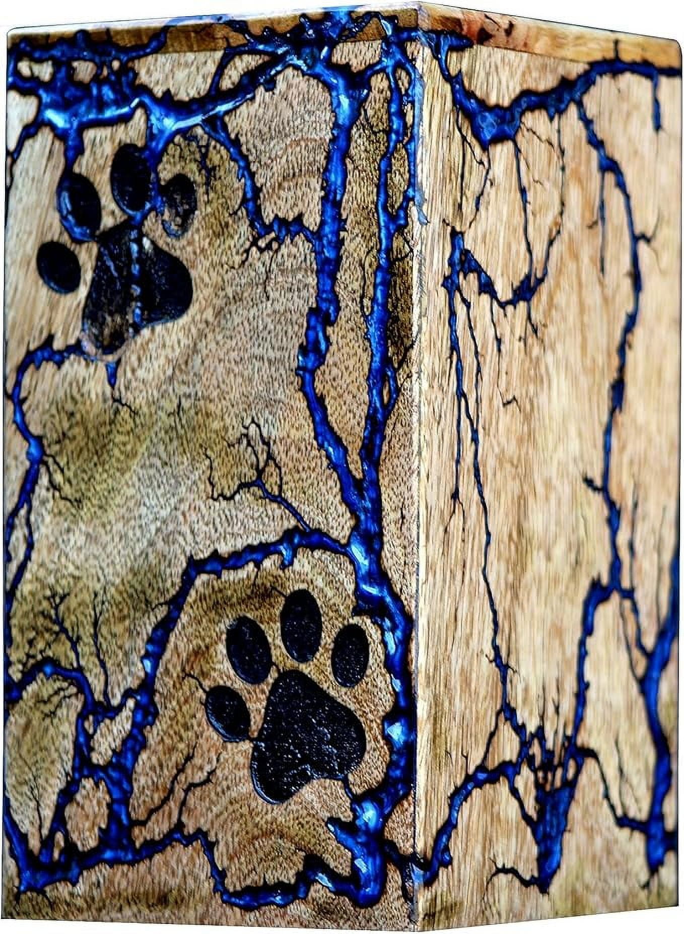 Pet Memorial Urns for Dog or Cat Ashes, Large Wooden Funeral Cremation Urns with Lichtenberg Design - Memorial Keepsake Memory Box for Pet Ashes (M(9.5X5.5) 172 Cu Inches)
