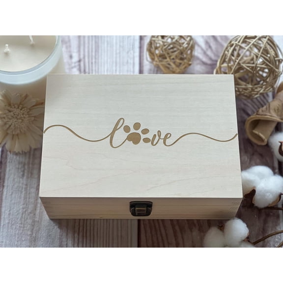 Pet Memory Box Dog Lover Gift Pet Memorial Gift Pet gift for Him dog Memory box Pet Keepsake box Cat 8.5 in x 6 in x 3 in Natural Color