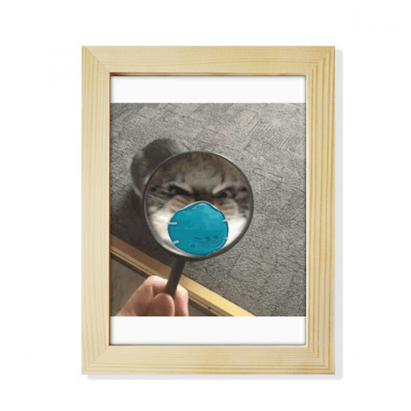 Pet Mirror Angry Head Cat Happy Desktop Adorn Photo Frame Display Art Painting Wooden