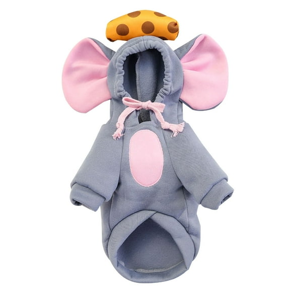 Pet Mouse Costume with Drawstring Hoodies Pet Cat Dogs Pullover Keep Warm Jumpsuit for Party