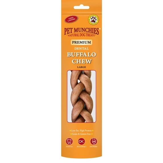 Pet Munchies Large Buffalo Dental Chews 90g Case of 8