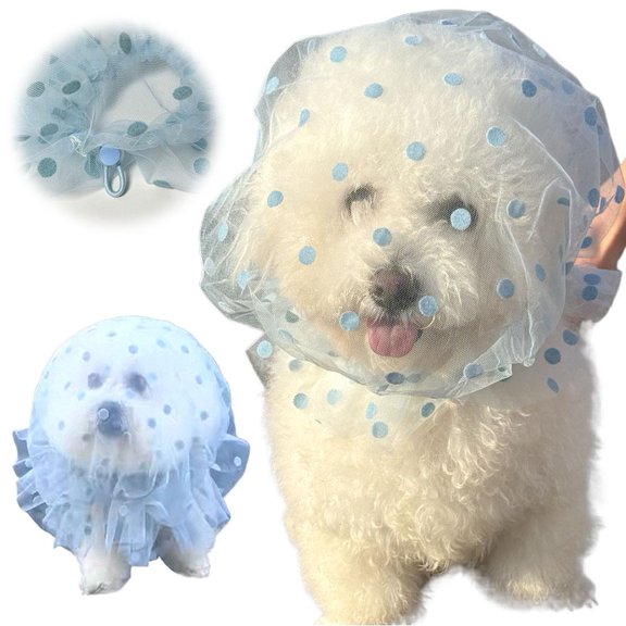Pet Muzzle Headgear For Dogs And Cats Blue Breathable Mesh Adjustable Elastic Strap