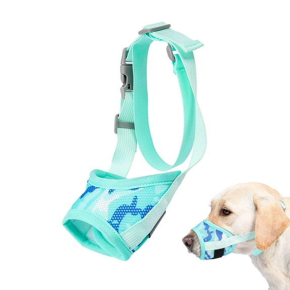 Riklu Dog Muzzle for Safe Walking - 360° Full Coverage Anti-Bite Anti-Bark, Breathable Mesh, Adjustable Buckle, Cute Prints, Drink-Friendly