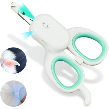 Pet Nail Clipper with LED & -U-V Light, Cat Claw Trimmer with Ultra Bright LED Light for Nail Bloodline to Avoid Over Cutting, Sharp Angled Blade Grooming Tool for Dog Cat Rabbit Small Animals
