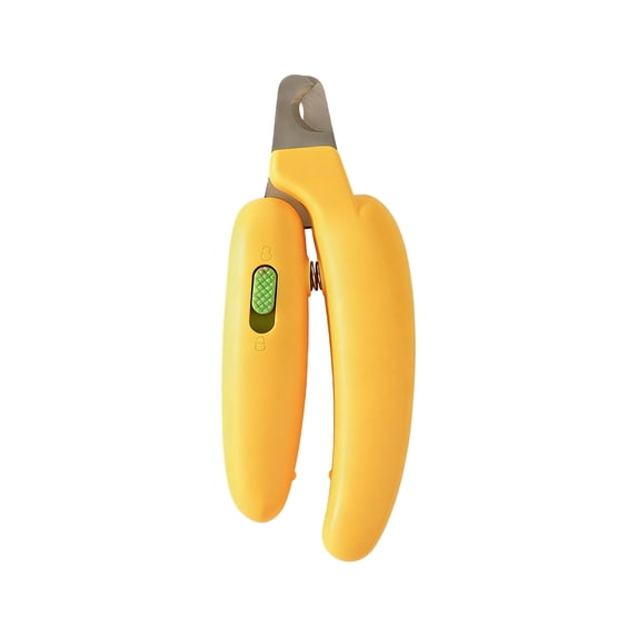Pet Nail Clippers for Dogs and Cats, Safety Trimming Tool with Guard to Prevent Bleeding, Banana Shaped Grooming Scissors for Small Pet Animals, Yellow