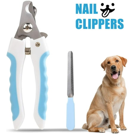 Pet Nail Clippers with Rubbing Burr Suit Dogs Claw Care Trimmer - Razor Sharp Blades - Cats Grooming Nail Cutter for All Pets (White and Blue)