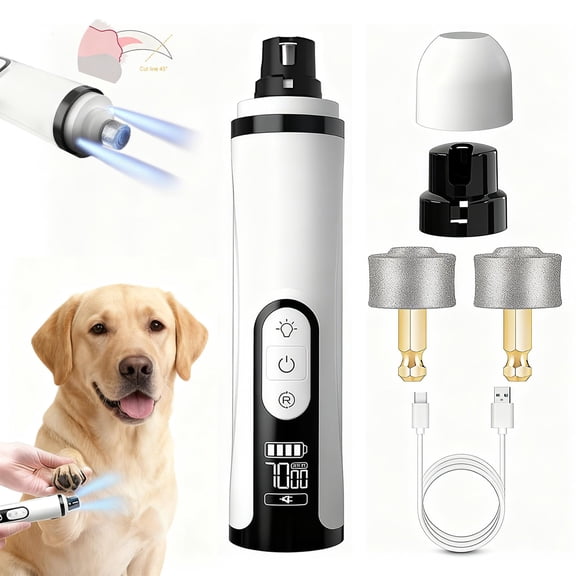 Pet Nail Grinder ,2026 Upgraded with 2 LED Light & 3-Speed 2000mah Battery, Professional Quiet Painless Paws Grooming & Smoothing for Small Medium Large Dogs and Cats