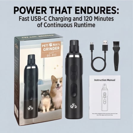 Dog Nail Grinder, Pet Nail Grinder with LED Light, Dog Nail Trimmers, Rechargeable with Fast Charge, Dog Nail Grinder Quiet for Dogs and Cats, Paw Trimmers for Dog's Feet, Small Dog Nail Clippers