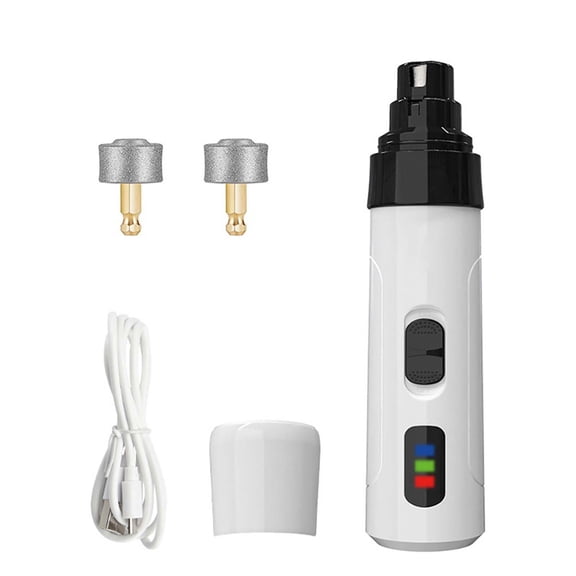 Pet Nail Grinder Clipper Rechargeable Electric Nail Trimmer For Dogs Cats With Led Light Quiet Motor Two Speeds 8000 Rpm Includes Grinding Heads Abs Plastic