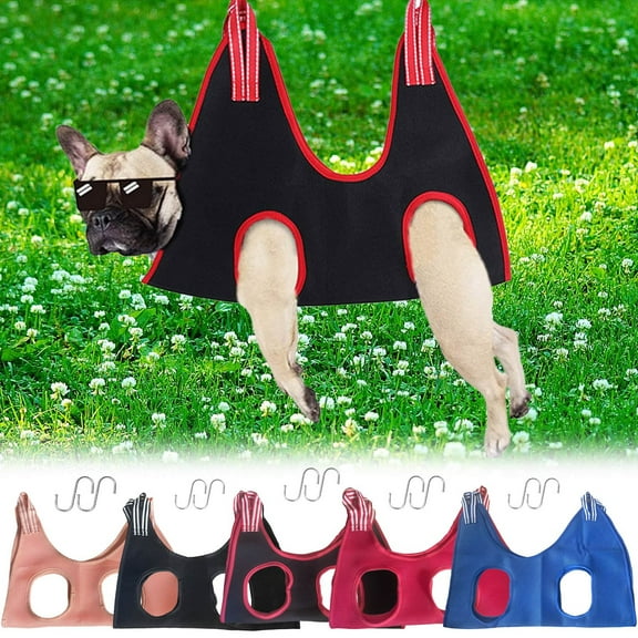 Pet Nail Trimming Hammock for Small Medium Cats Dogs | Grooming Sling Bag with 3D Air-Mesh | Secure Carabiner Hooks | Bathing Nail Cutting Ear Eye Care | Machine Washable | For Pets 10-65 lb |