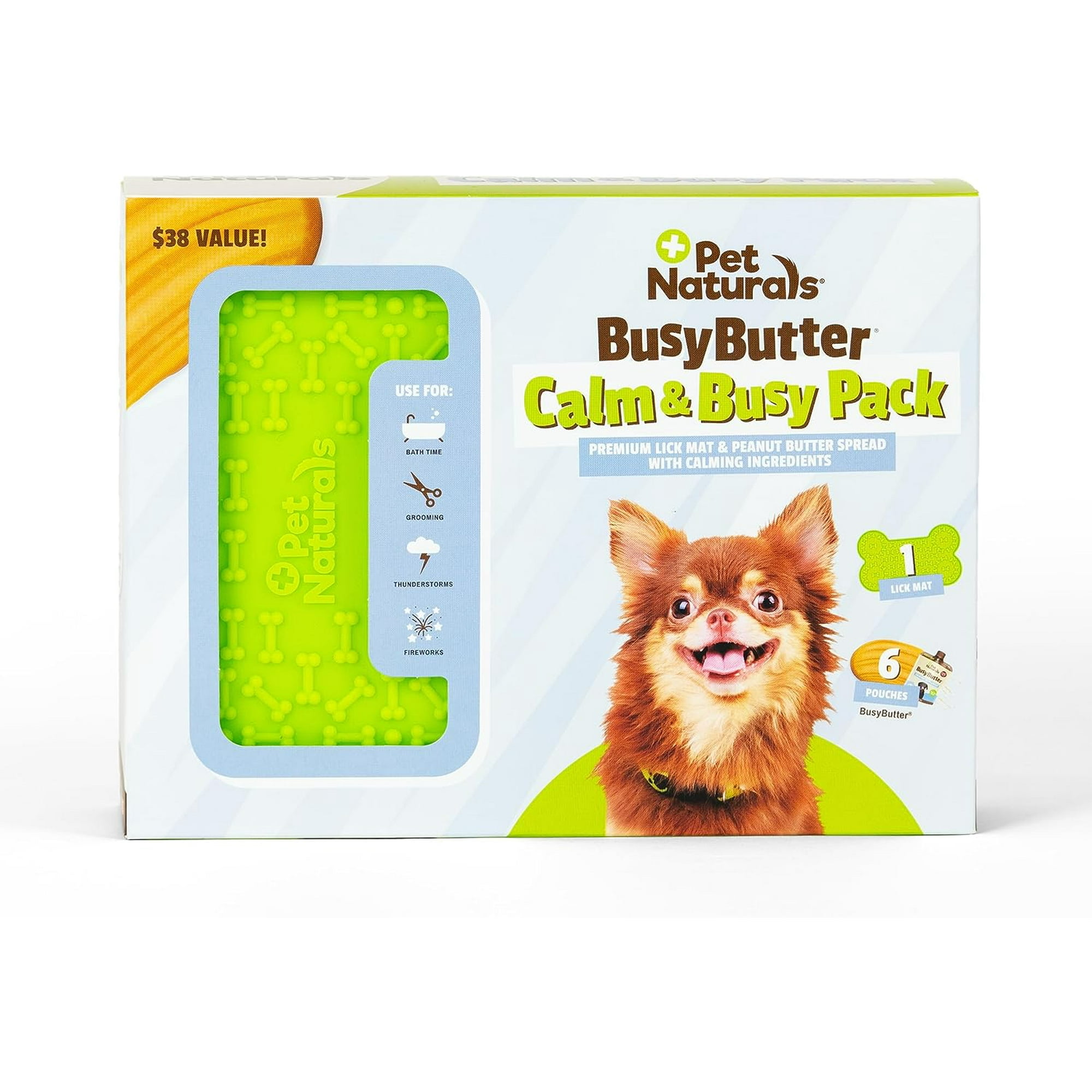 Pet Naturals Calm & Busy Pack for Dogs - Silicone Lick Mat with Suction Cups and 6 Pack BusyButter