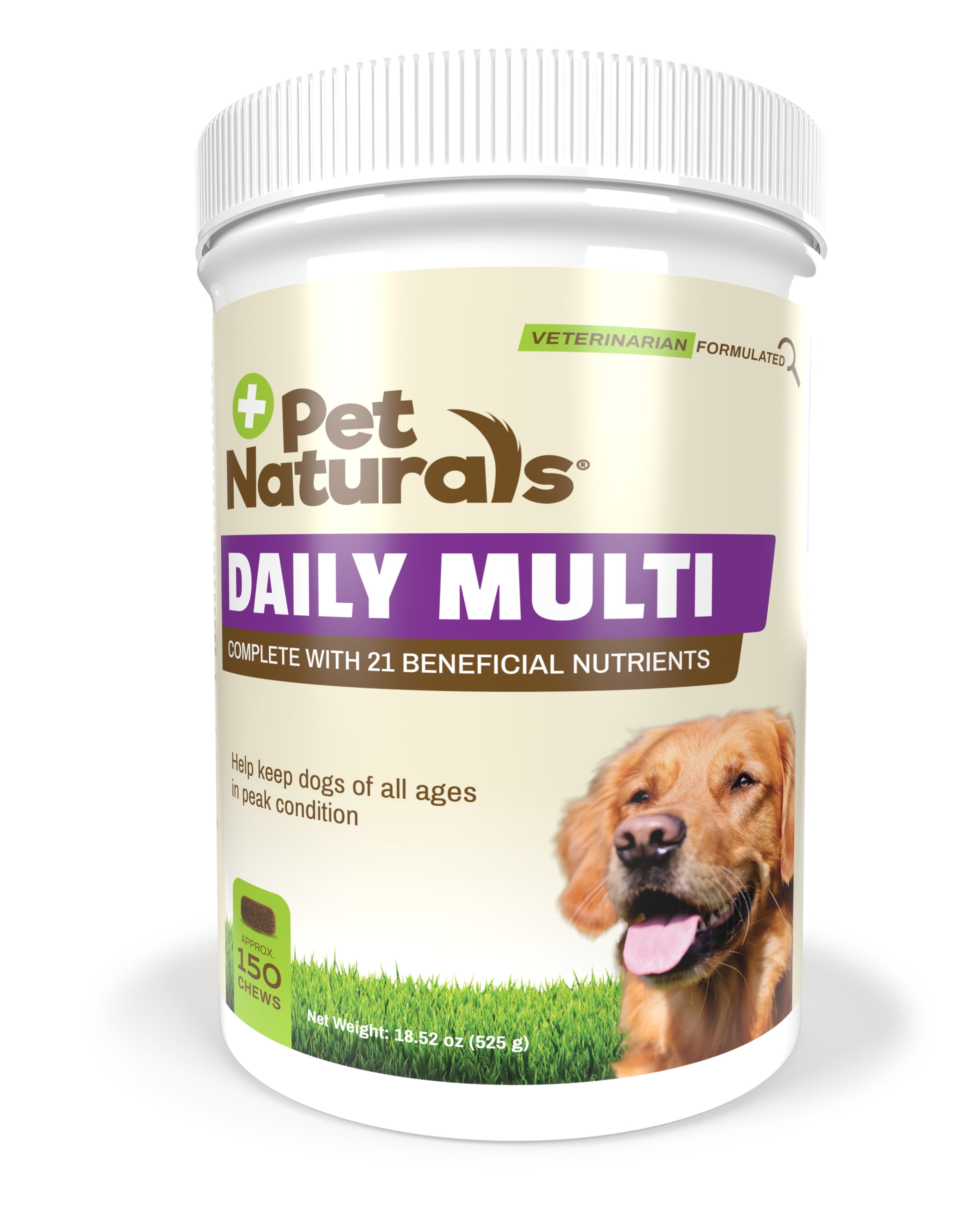 PET NATURALS OF VERMONT Pet Naturals Overall Wellbeing Multivitamin Supplement Chews for Dogs, Vegetable, 150 Count Jar