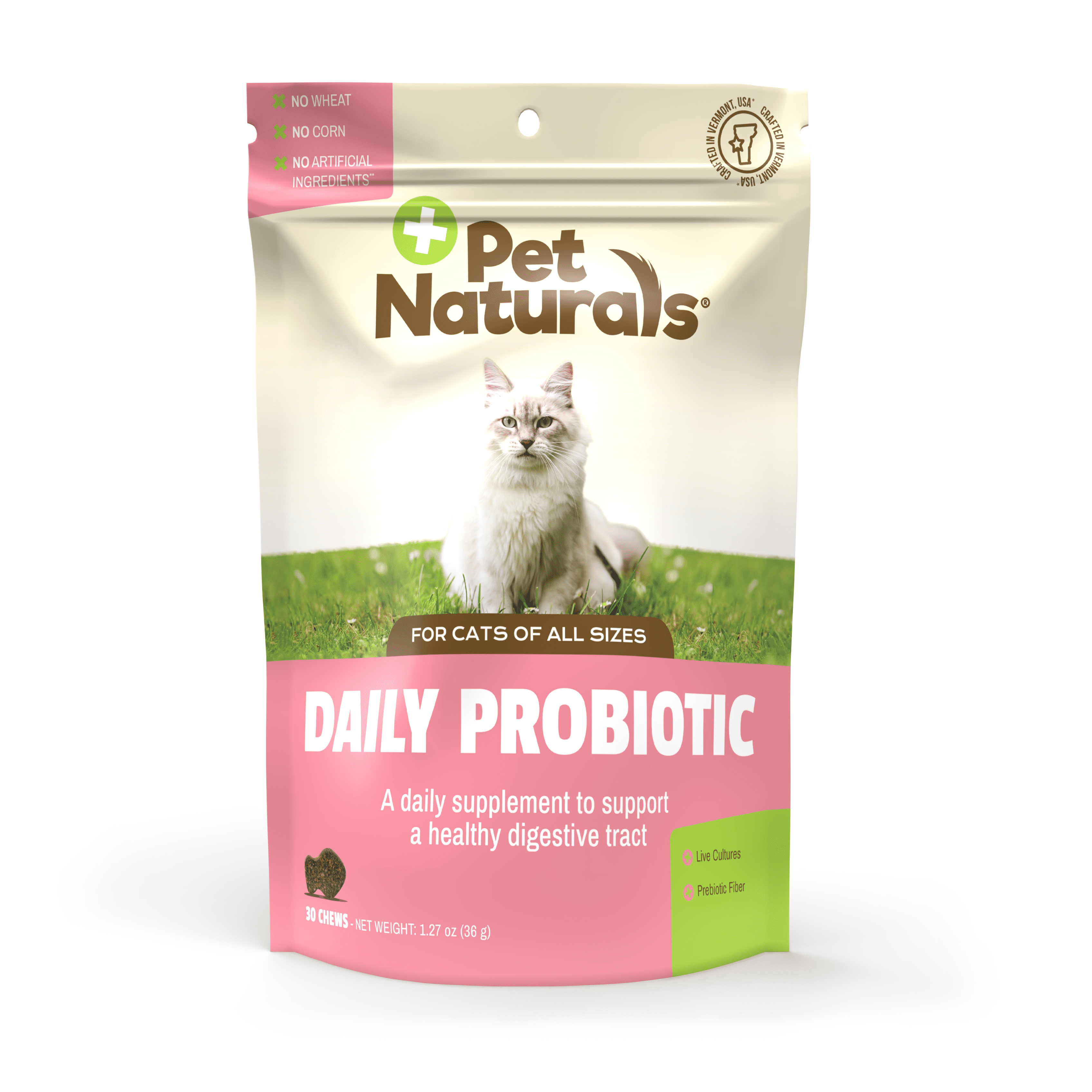 Pet Naturals Daily Probiotic Digestive Health Chews for Cats, Duck Flavor, 30 Count Bag