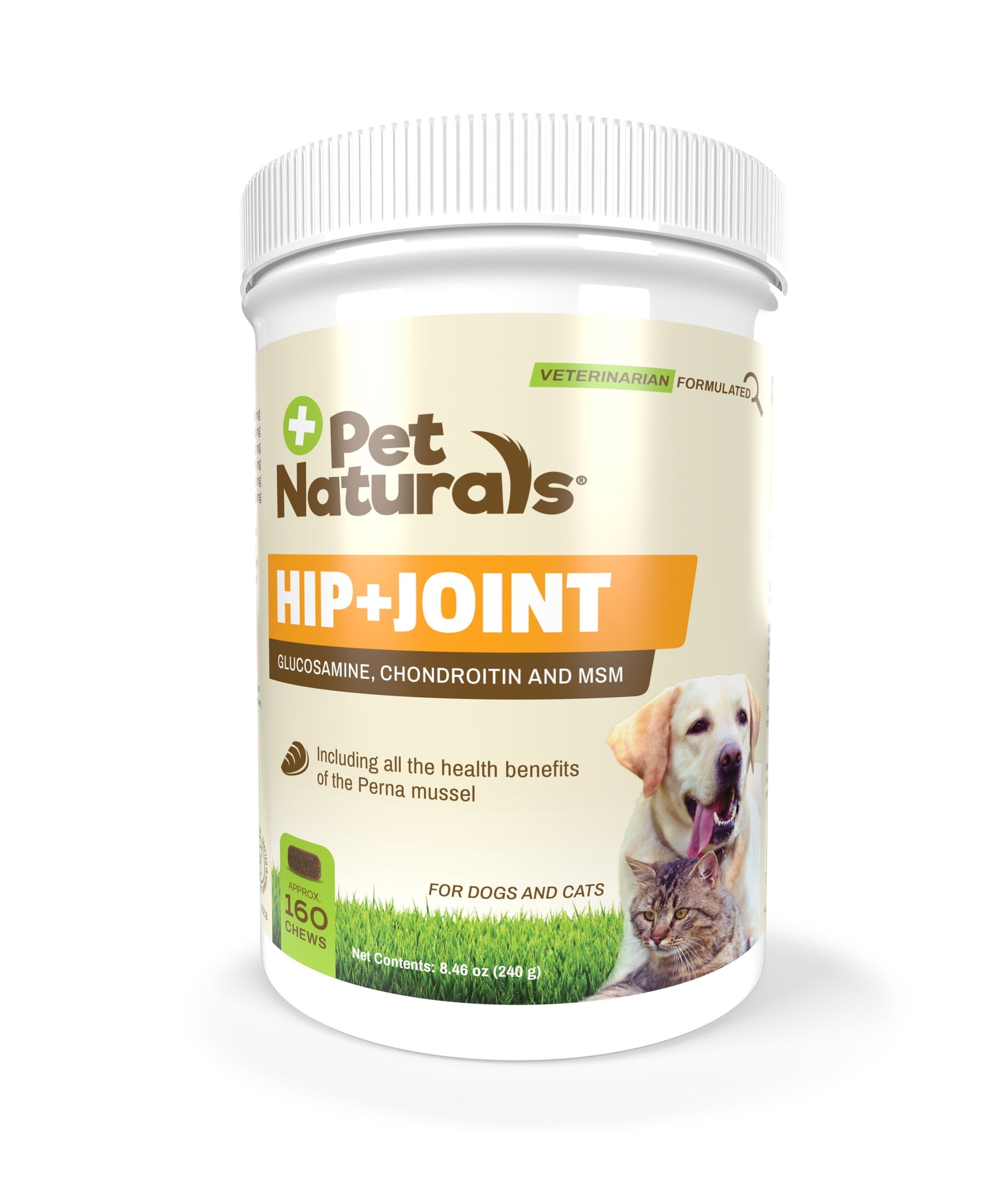 PET NATURALS OF VERMONT Pet Naturals Hip and Joint Care for Dogs and Cats, Duck Flavor, 160 Chews