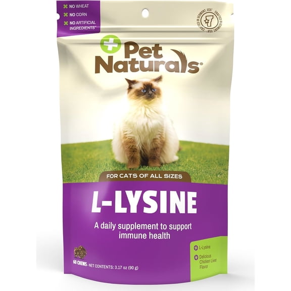 Pet Naturals L-Lysine Chews for Cats, Chicken, 60 Count