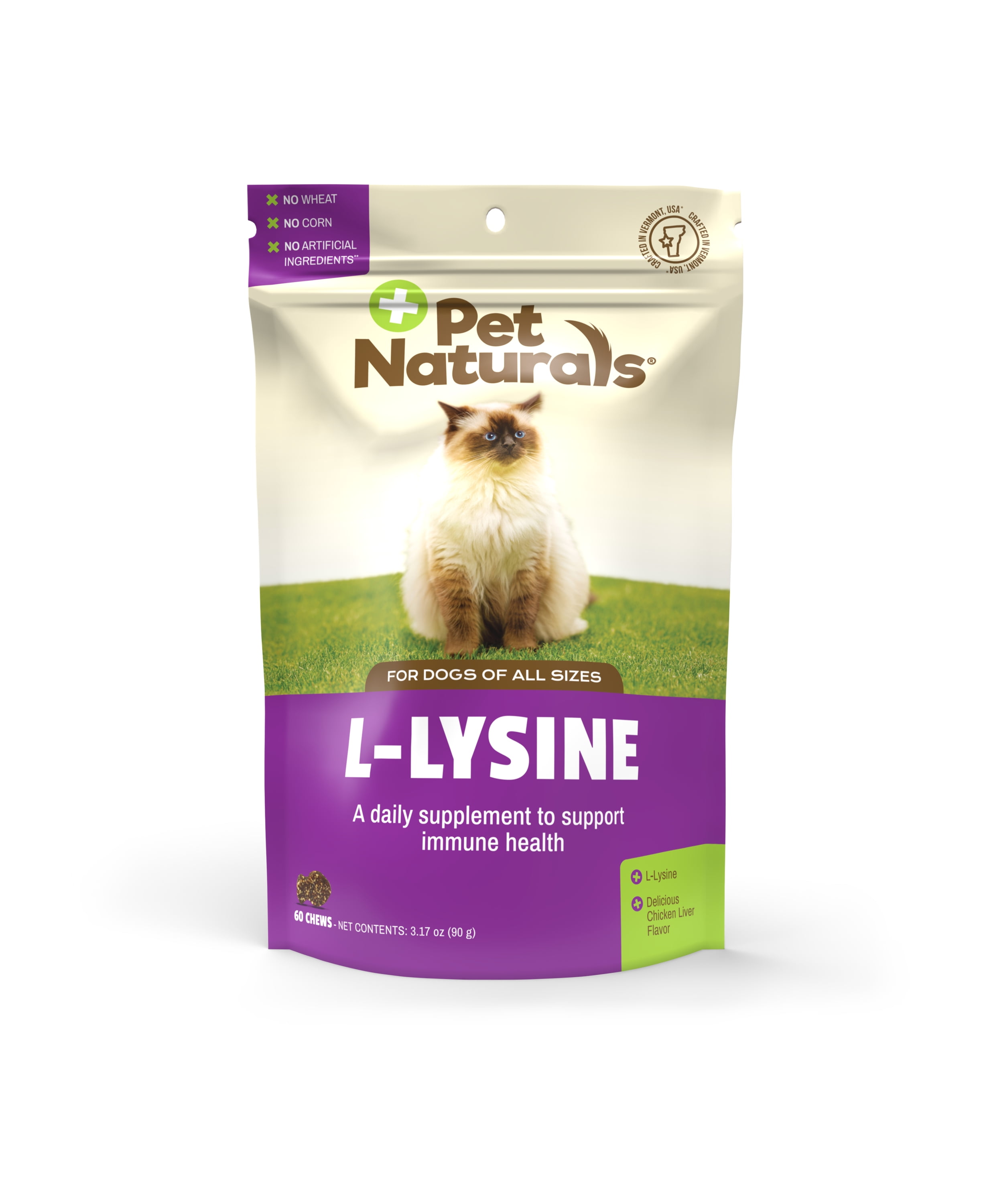 Pet Naturals LLysine Chews, Immune Support for Cats, Chicken Liver Flavor, 60 count
