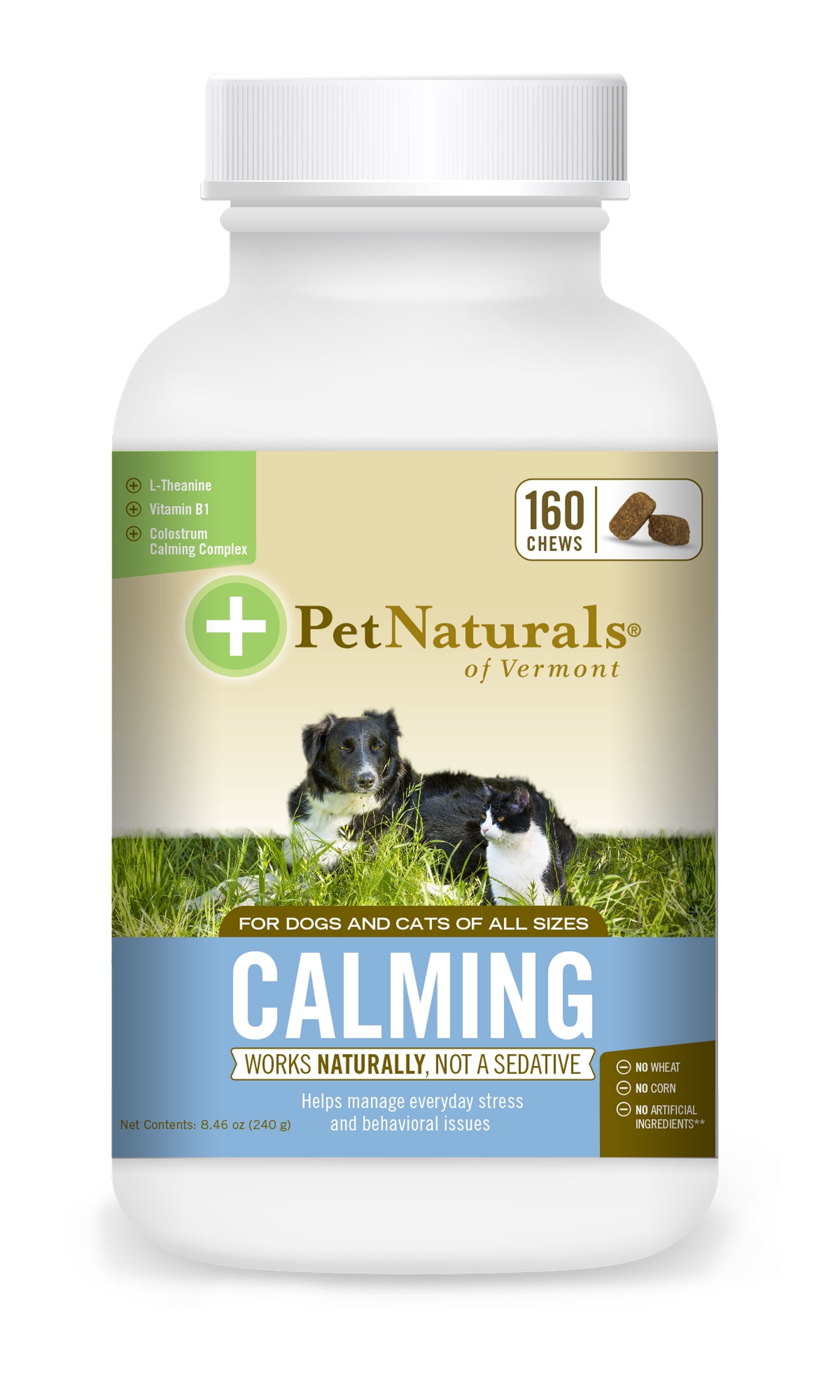 Pet Naturals Calming Stress Supplement Chews for Dogs & Cats Chicken Liver Flavor, 160 Count Bottle