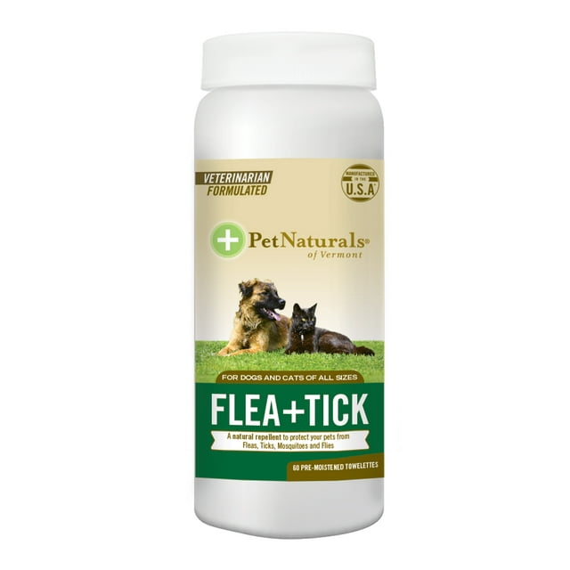 Pet Naturals of Vermont Flea & Tick Repellent Wipe Canisters, 60 Wipes