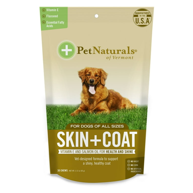 Pet Naturals of Vermont Skin Coat for Dogs Skin and Coat Health Supplement 30 Bite Sized Chews