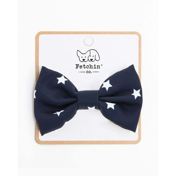 Pet Navy White Stars Collar Polyester Bow Tie by Fetchin Co'