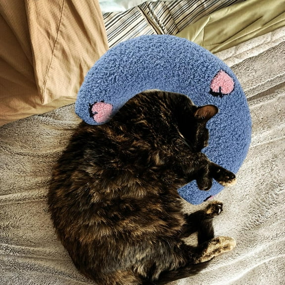 Pet Neck Pillow, Stuffed Mat Pillow, Chewing Toy Training Cuddle Interactive Toys Cushion Sleeping Pillow for Small Dogs and Cats Blue