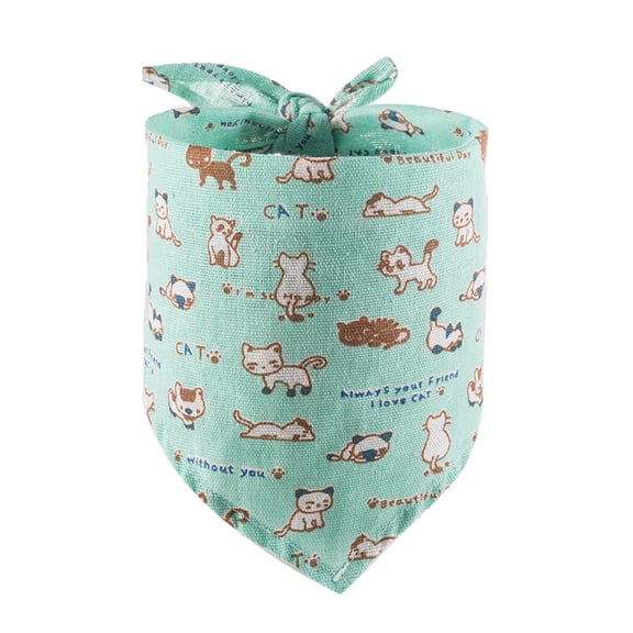 Pet Neckerchief for Cats Dogs Print Triangle Bib Decorative Scarf Neckwear Accessories for Small Medium Animals Washable Breathable Drool Cloth B261_Green