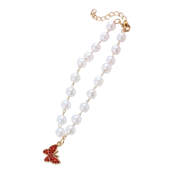 Pet Necklace Sparkling Surface Waterproof Resin - Pet Artificial Pearl Necklace with Butterfly Pendant - Pet Supplies