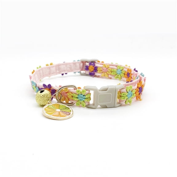 Pet Necklace with Colorful Lace Flowers, Cat Collar, Puppy Accessory, Neck Ring, Bell Collar, Cat Collar