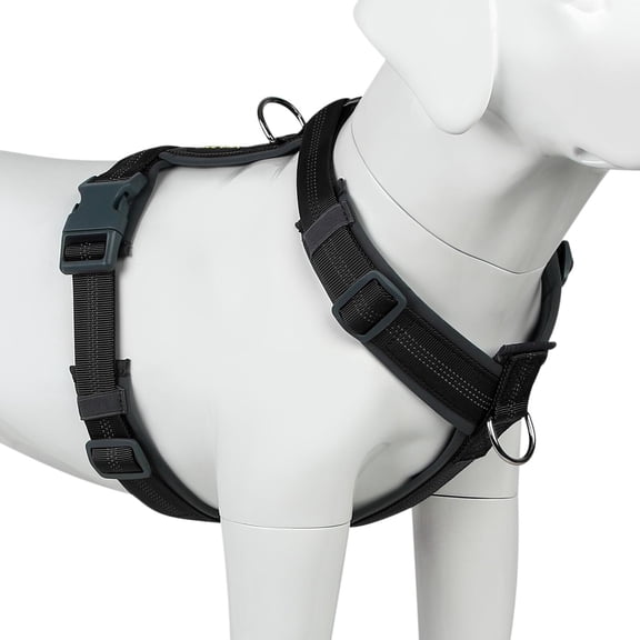 Pet No Pull Dog Harness, Adjustable Nylon Harness with Soft Padding, Reflective and Heavy Duty Dog Harness for Small, Medium, Large Dogs(Hot Pink, L)