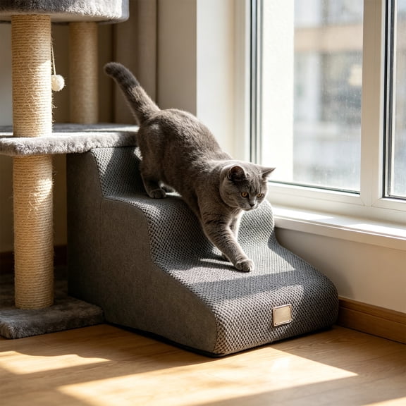 Pet Non-slip Ramp Ladder Non Slide Pet Stairs For Dogs Cats For Bed Couch Sofa Light Climbing Ladder With Soft Foam Core Orthopedic Support For Small Medium Senior Pet