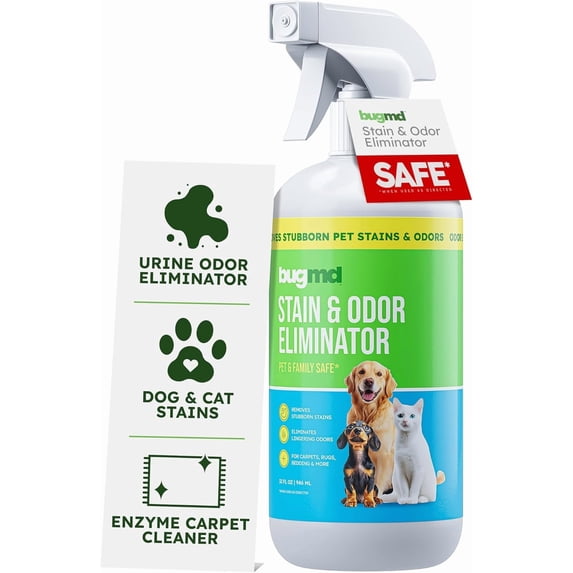 Pet Odor Eliminator & Stain Remover Spray for Dogs & Cats, 32 oz - Enzymatic Cleaner & Urine Odor Destroyer, Unscented Formula Eliminates Strong Odors